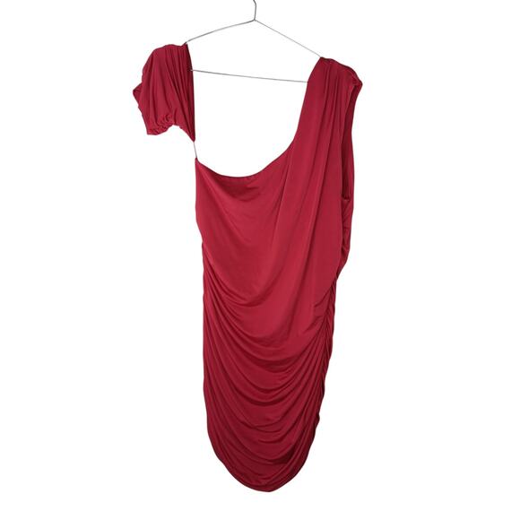 New Aqua Formal Red Ruched One Shoulder Draped Dress Women’s XL Cocktail Evening - Picture 2 of 12